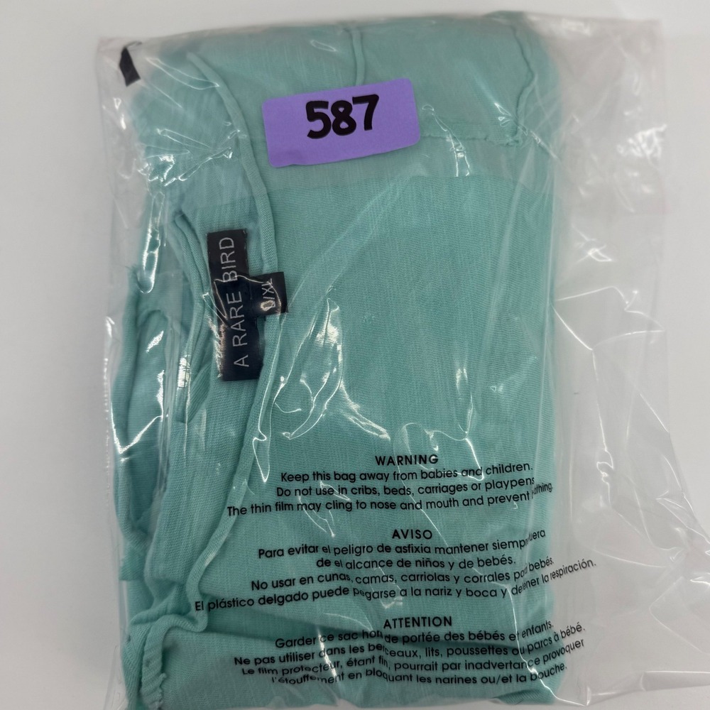 A Rare Bird Teal Distressed Slub Knit Pocket T-Shirt L/XL Short Sleeve Edgy - Picture 10 of 10